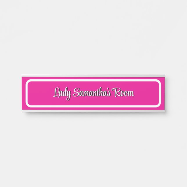Elegant Pink and White Personalized Name Plate (Front)