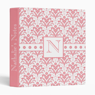 Elegant Pink and White Retro 1930s Art Deco Damask Binder