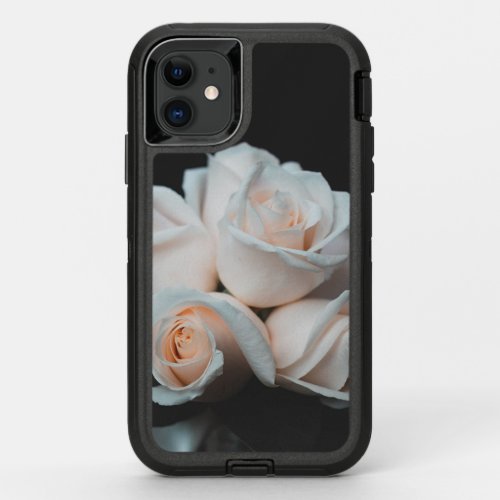 Elegant Pink and White Roses Photo OtterBox Defender iPhone 11 Case