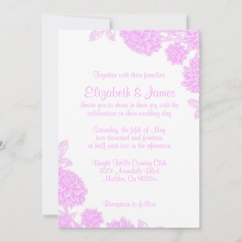 Elegant Pink And White Wedding Invitations