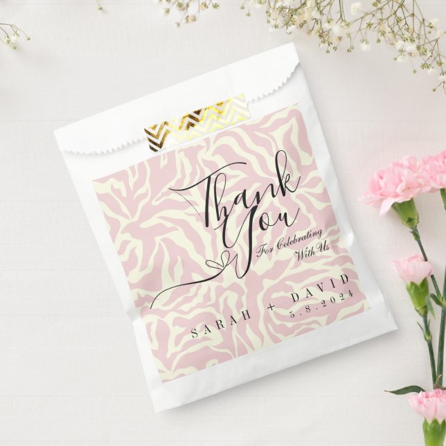 Elegant Pink and White Zebra Pattern Wedding  Favor Bag (Sealed)