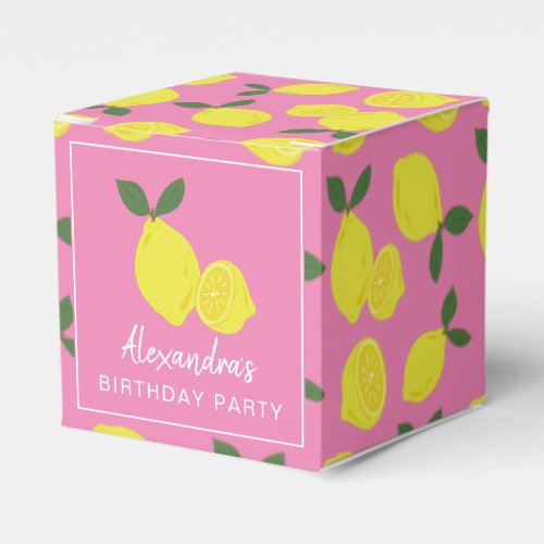 Elegant Pink and Yellow Lemon Party Favor Boxes