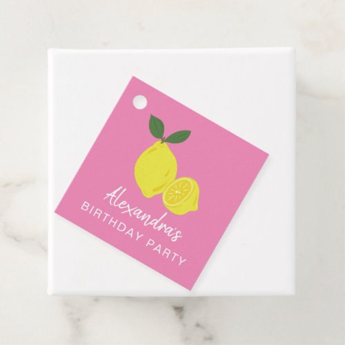 Elegant Pink and Yellow Lemon Party Thank You Favor Tags