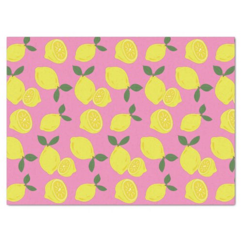 Elegant Pink and Yellow Lemon Pattern Tissue Paper