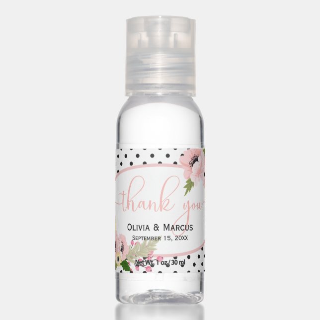 Elegant Pink and Yellow Poppies Hand Sanitizer (Front)
