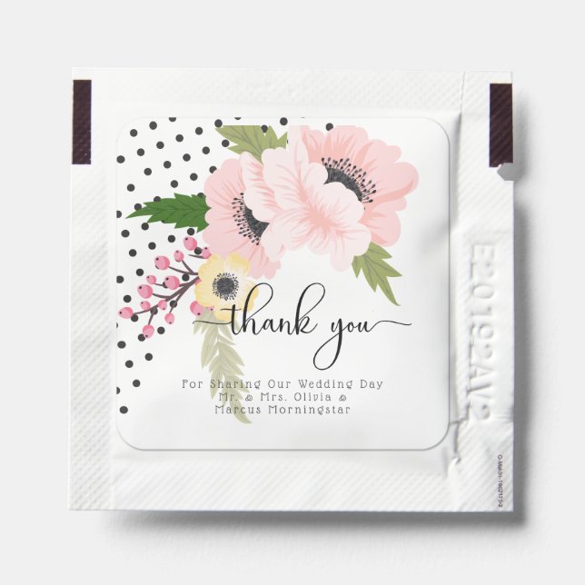 Elegant Pink and Yellow Poppies Thank You Hand Sanitizer Packet (Sticker on Packet)