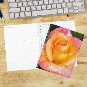 Elegant Pink and Yellow Rose Floral Planner