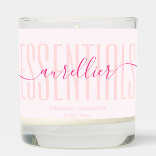 Elegant Pink Aromatherapy Script Scented Candle