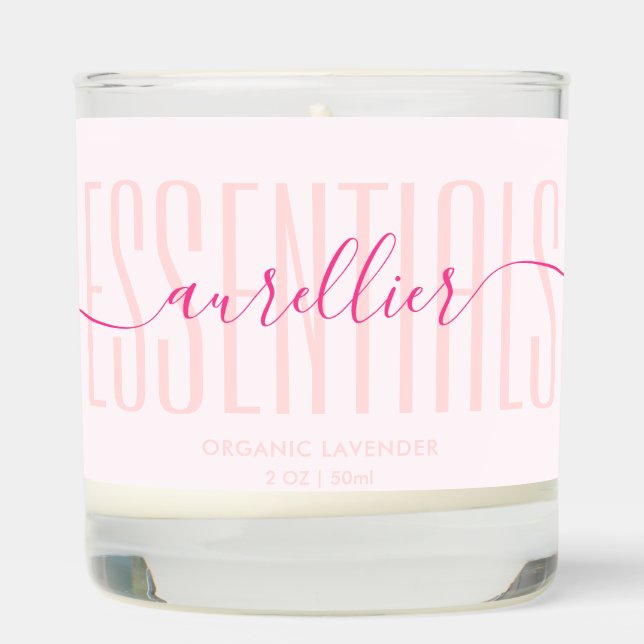 Elegant Pink Aromatherapy Script  Scented Candle (Right)