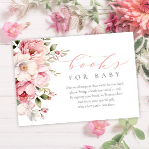 Elegant Pink Baby Girl Baby Shower Books for Baby Enclosure Card
