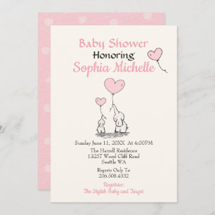 Elegant Pink Baby Girl Baby Shower Invitation