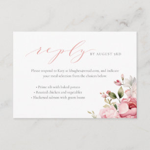 Elegant Pink Baby Girl Baby Shower Meal Selection Enclosure Card