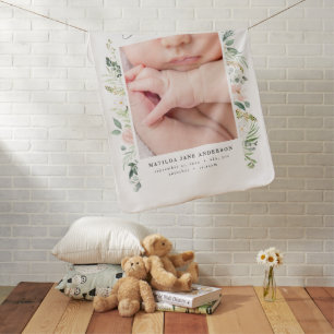 elegant pink baby girl photo announcement blanket