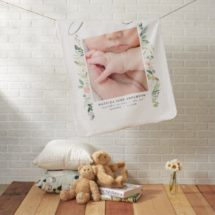 elegant pink baby girl photo announcement blanket