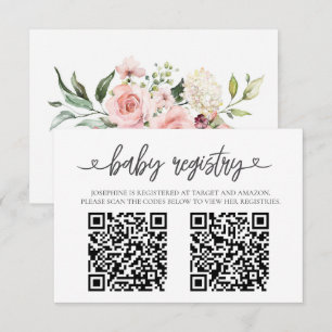 Elegant Pink  Baby Registry QR Code Insert Card