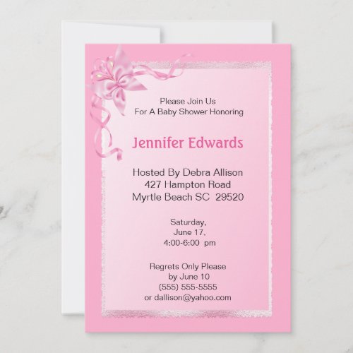Elegant Pink Baby Shower Invitation