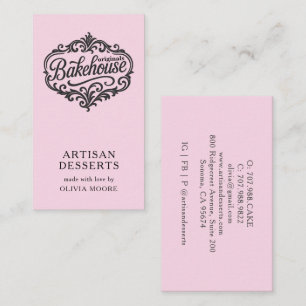 Elegant Pink Bakery Baker Pastry Chef Business Card