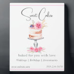 Elegant Pink Bakery Cake Watercolor Plaque<br><div class="desc">Elegant Pink Bakery Cake Watercolor plaque with a feminine,  stylish vibe. Ready and waiting for your personalization.</div>