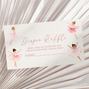 Elegant Pink Ballerina Baby Shower Diaper Raffle Enclosure Card