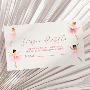 Elegant Pink Ballerina Baby Shower Diaper Raffle Enclosure Card