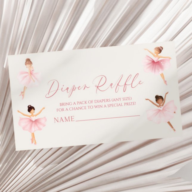 Elegant Pink Ballerina Baby Shower Diaper Raffle Enclosure Card (Creator Uploaded)