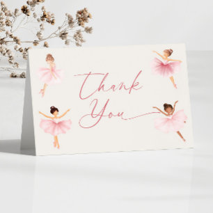 Elegant Pink Ballerina Ballet Baby Shower Letterpress Thank You Card