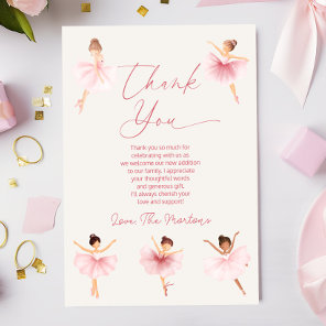 Elegant Pink Ballerina Ballet Baby Shower Thank You Card