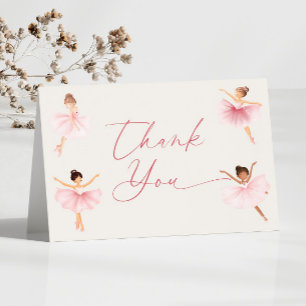 Elegant Pink Ballerina Ballet Birthday Party Letterpress Thank You Card