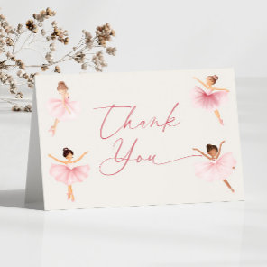 Elegant Pink Ballerina Ballet Birthday Party Thank You Card