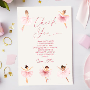 Elegant Pink Ballerina Ballet Birthday Party Thank You Card
