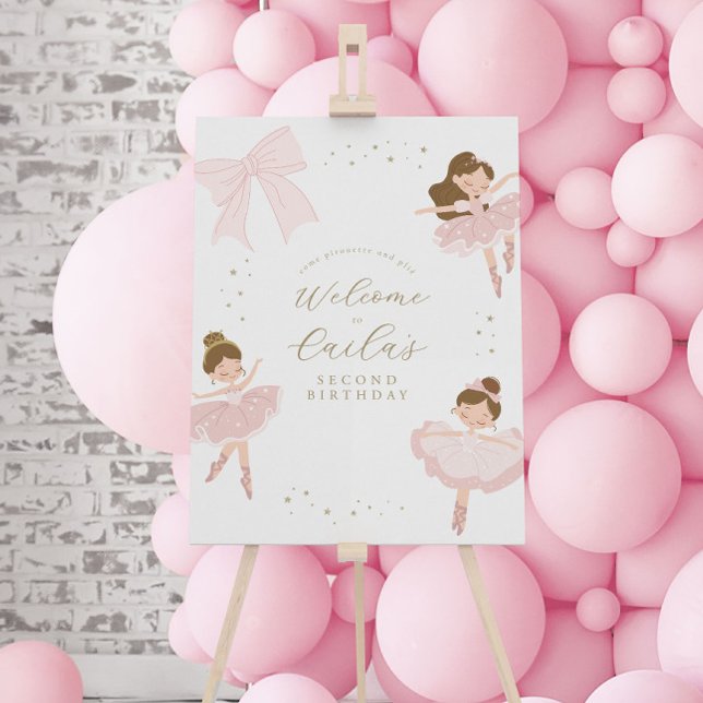 Elegant Pink Ballerina Birthday Party Welcome Sign (Creator Uploaded)