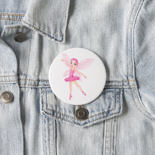 Elegant Pink Ballerina Fairy For Dance Lovers Button