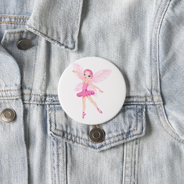 Elegant Pink Ballerina Fairy For Dance Lovers  Button (Creator Uploaded)