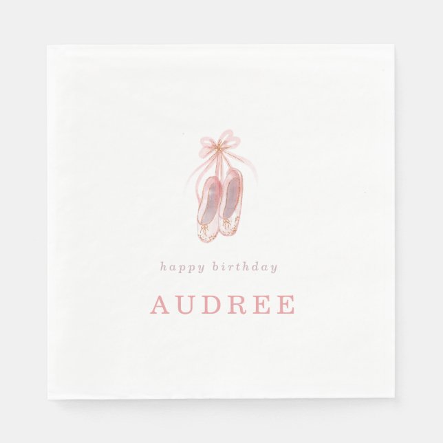 Elegant Pink Ballerina Shoes Birthday Party Napkins (Front)