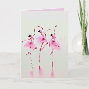 Elegant Pink Ballerina Watercolor Art Card