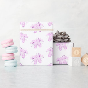 Elegant Pink Ballet Birthday Pointe Shoes Wrapping Paper