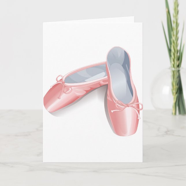 Elegant Pink Ballet Flats Cute Girly Dance Shoes  Card (Front)