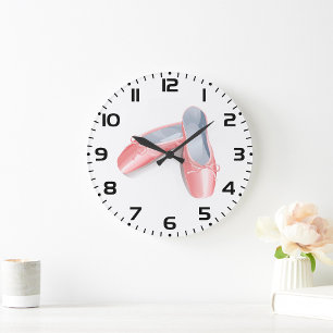 Elegant Pink Ballet Flats Cute Girly Dance Shoes Large Clock