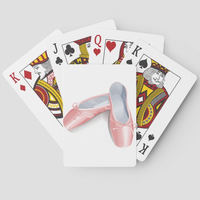 Elegant Pink Ballet Flats Cute Girly Dance Shoes  Poker Cards (Back)