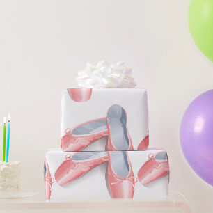 Elegant Pink Ballet Flats Cute Girly Dance Shoes Wrapping Paper