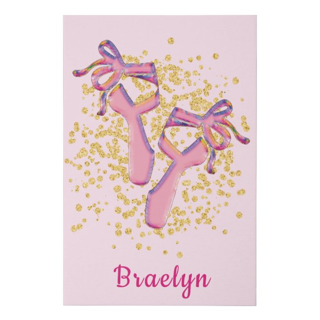 Elegant Pink Ballet Slippers Art Faux Canvas Print (Front)