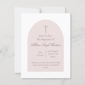 Elegant Pink Baptism Invitation | Minimalist Girl Postcard