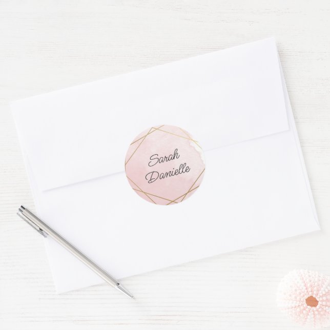 Elegant Pink Bat Mitzvah Personalized Sticker (Envelope)