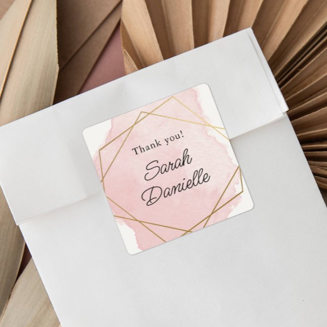 Elegant Pink Bat Mitzvah Thank you Favor  Square Sticker (Creator Uploaded)