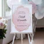 Elegant Pink Bat Mitzvah Welcome Poster<br><div class="desc">This elegant design features a geometric  frame surrounding a watercolor splash and your custom text. Use the template form to add your text. The advanced editing menus,  accessed by choosing "Design Tool",  will allow you to change the fonts,  colors and layout.</div>