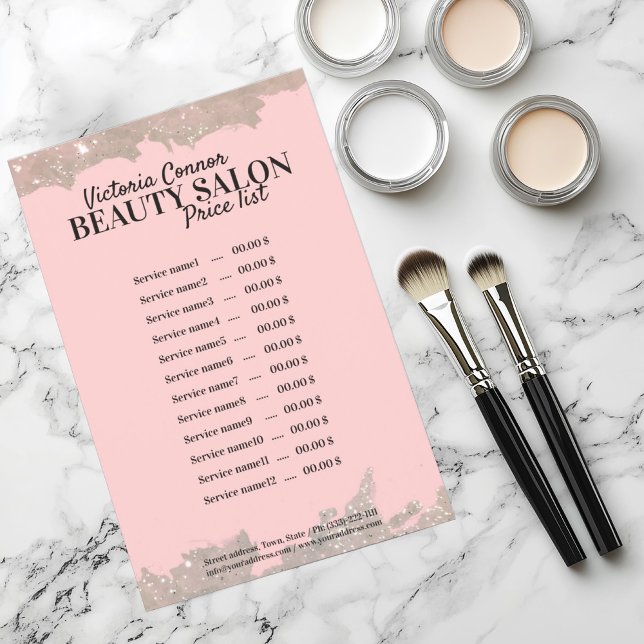 Elegant Pink Beauty Salon Price List Flyer (Perfect for business)