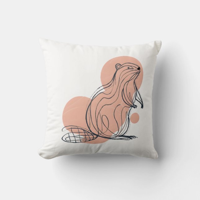 Elegant Pink Beaver for Kids | Premium Minimalist  Throw Pillow (Front)