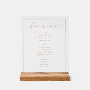 Elegant Pink Beige Bar Menu Sign