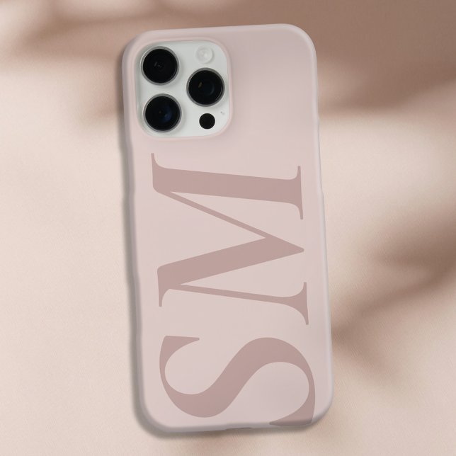 Elegant Pink Beige Bold Initial Monogram Case-Mate iPhone Case (Creator Uploaded)