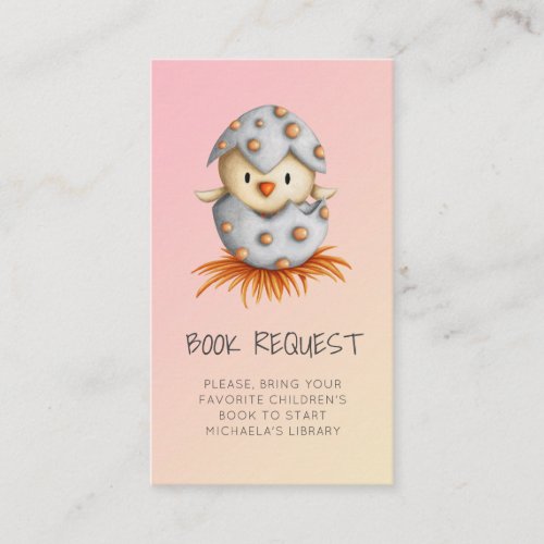 Elegant Pink Bird Nest Baby Shower Book Request Enclosure Card